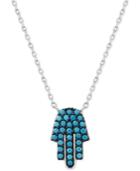 Manufactured Turquoise Hamsa Necklace In Sterling Silver