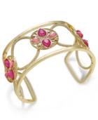 Inc International Concepts Gold-tone Pink Stone Openwork Cuff Bracelet, Only At Macy's