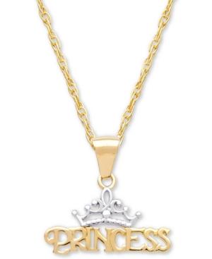 Disney Children's Princess Tiara 15 Pendant Necklace In 14k Gold