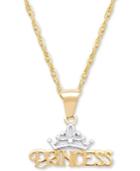 Disney Children's Princess Tiara 15 Pendant Necklace In 14k Gold