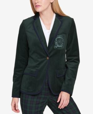 Tommy Hilfiger Colorblocked-trim Velvet Blazer, Created For Macy's