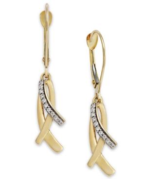 Diamond (1/10 Ct. T.w.) Ribbon Earrings In 10k Gold