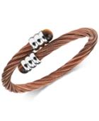Charriol Tiger's Eye (1mm) Cable Bypass Bangle Bracelet In Stainless Steel Pvd Bronze