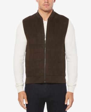 Perry Ellis Men's Faux-suede Quilted Vest