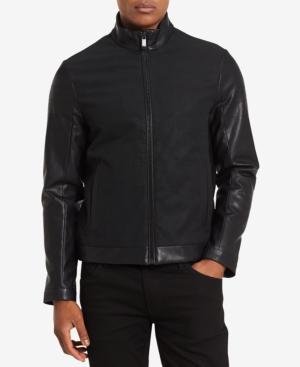 Calvin Klein Men's Modern Mixed-media Faux Leather Jacket