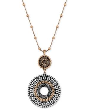 Lucky Brand Two-toned Decorated Disc Pendant Necklace