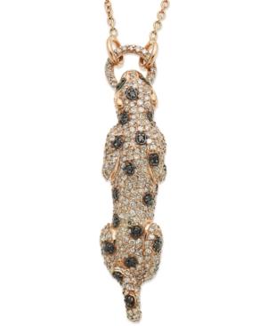 Signature By Effy Multicolor Diamond (2-1/10 Ct. T.w.) And Emerald Accent Panther Pendant In 14k Rose Gold