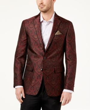 Tallia Men's Slim-fit Burgundy Paisley Sport Coat