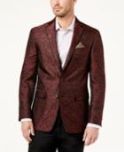 Tallia Men's Slim-fit Burgundy Paisley Sport Coat