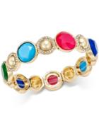 Charter Club Gold-tone Pave Colored Stone Stretch Bracelet, Only At Macy's