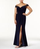 Xscape Plus Size Embellished Off-the-shoulder Gown