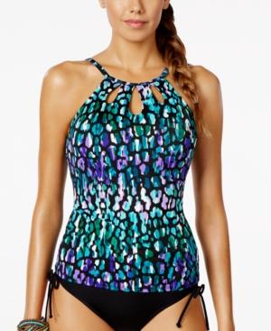 Swim Solutions High-neck Cutout Tankini Top Women's Swimsuit