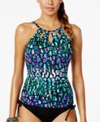 Swim Solutions High-neck Cutout Tankini Top Women's Swimsuit
