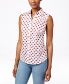 Karen Scott Dot-print Sleeveless Shirt, Only At Macy's