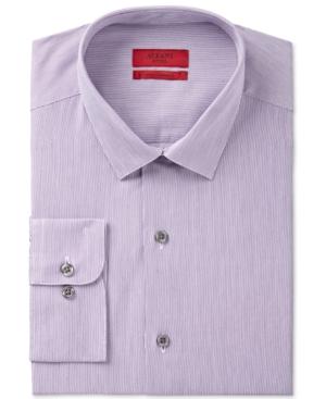Alfani Men's Fitted Performance Grape White Textured Mini-stripe Dress Shirt, Only At Macy's