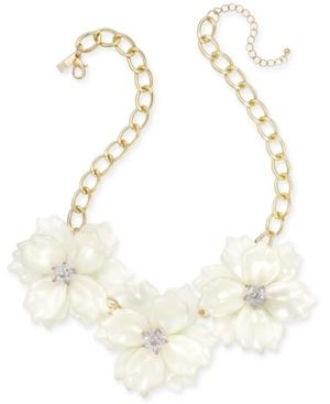 Inc International Concepts Gold-tone Imitation Large Flower Statement Necklace, 19 + 3 Extender, Created For Macy's