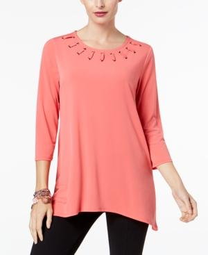 Jm Collection Grommet-trim Handkerchief-hem Top, Created For Macy's