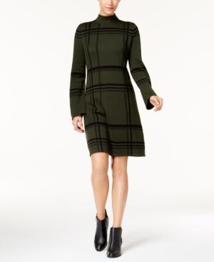 Style & Co Plaid Mock-neck Sweater Dress, Created For Macy's
