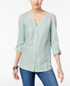 Style & Co Lace Roll-tab Top, Only At Macy's