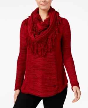 Style & Co Removable-scarf Sweater, Created For Macy's