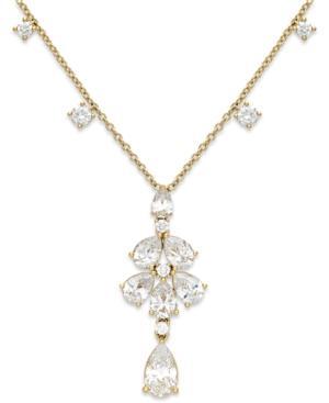 Eliot Danori Silver-tone Cubic Zirconia Flower Teardrop Y Necklace