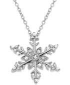 Diamond Snowflake 18 Pendant Necklace (1/10 Ct. T.w.) In Sterling Silver
