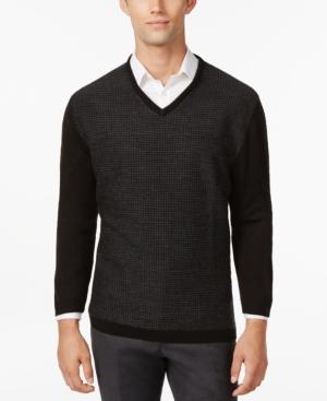 Ryan Seacrest Felted Houndstooth V-neck Sweater, Only At Macy's