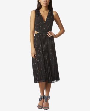 Avec Les Filles Floral-print Pleated Cutout Dress