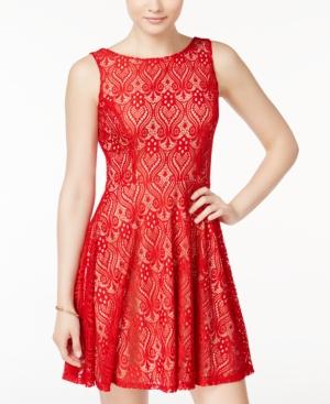 Speechless Juniors' Lace Fit & Flare Dress
