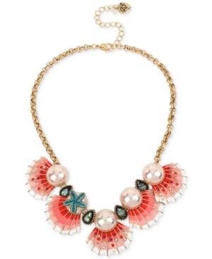 Betsey Johnson Gold-tone Imitation Pearl And Seashell Statement Necklace