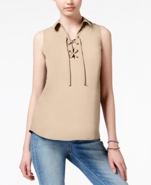 Hippie Rose Juniors' Sleeveless Lace-up Top