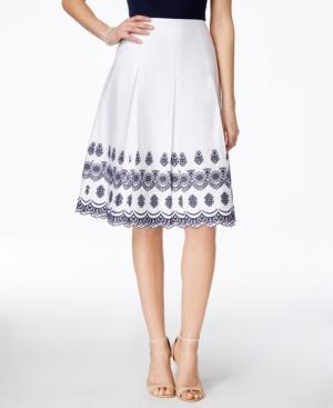 Charter Club Pleated Embroidered Skirt, Only At Macy's