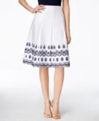 Charter Club Pleated Embroidered Skirt, Only At Macy's