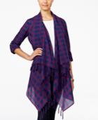 One Hart Juniors' Plaid Fringe Cardigan, Created For Macy's