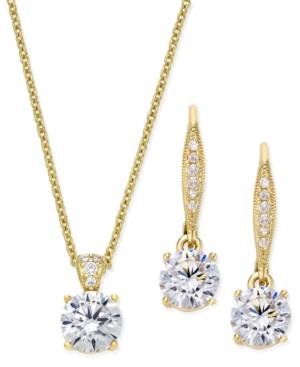 Danori Gold-tone Crystal Pendant Necklace And Matching Drop Earrings