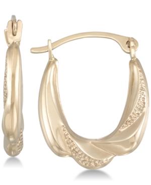 Draped Design Hoop Earrings In 10k Gold