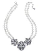 Charter Club Silver-tone Imitation Pearl & Cluster Collar Necklace, Created For Macy's