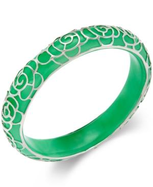 Jade Flower Overlay Bangle Bracelet (210 Ct. T.w.) In Sterling Silver