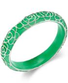 Jade Flower Overlay Bangle Bracelet (210 Ct. T.w.) In Sterling Silver