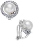 Danori Silver-tone Imitation Pearl Pave Clip-on Stud Earrings, Created For Macy's