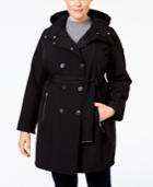 Calvin Klein Plus Size Double-breasted Water-resistant Hooded Coat