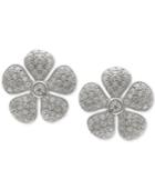 Giani Bernini Cubic Zirconia Pave Flower Stud Earrings In Sterling Silver, Created For Macy's