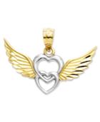 14k Gold And Sterling Silver Charm, Heart With Wings Charm