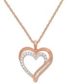 Diamond Heart Pendant Necklace In 10k Rose Gold (1/10 Ct. T.w.)