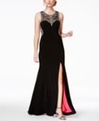 Betsy & Adam Embellished Contrast-lined Gown