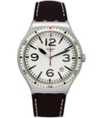 Swatch Unisex Swiss Caterhblack Black Leather Strap Watch 41mm Yws403c