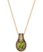 Le Vian Chocolatier Green Apple Peridot (1-1/2 Ct. T.w.) & Diamond (3/8 Ct. T.w.) Pendant Necklace In 14k Rose Gold
