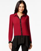Ny Collection Colorblocked Button-front Shirt