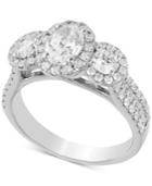 Diamond Oval Engagement Ring (2 Ct. T.w.) In 14k White Gold