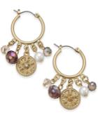 Charter Club Gold-tone Coin, Bead & Imitation Pearl Hoop Earrings, Created For Macy's